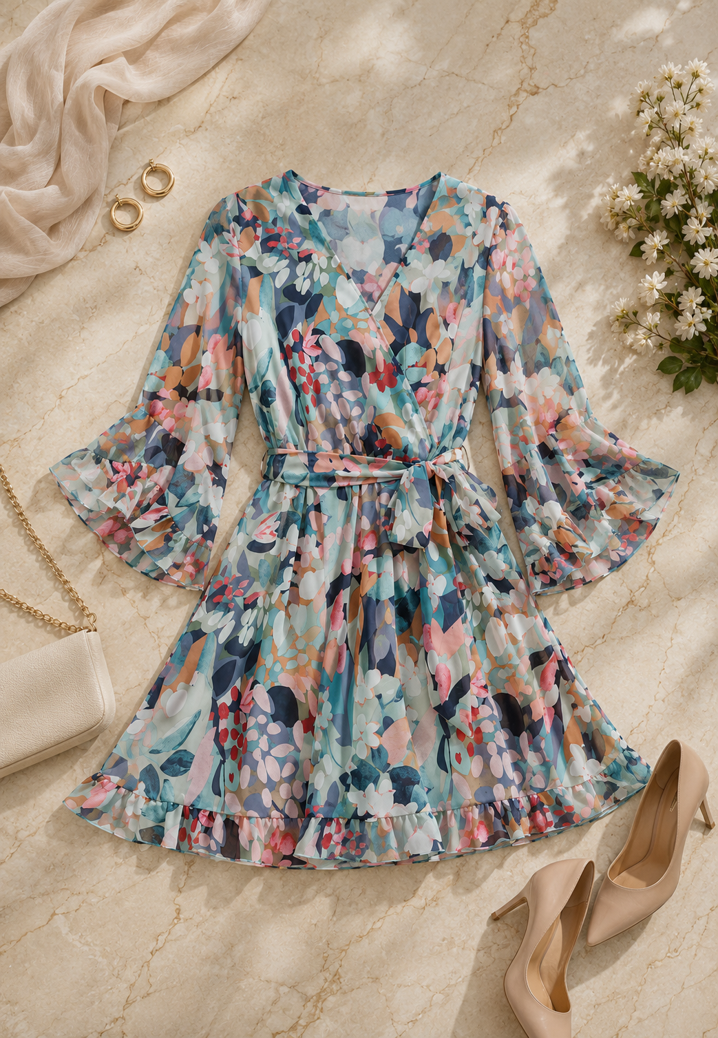 Roselle Bloom Wrap Mini Dress Jovera Joyce