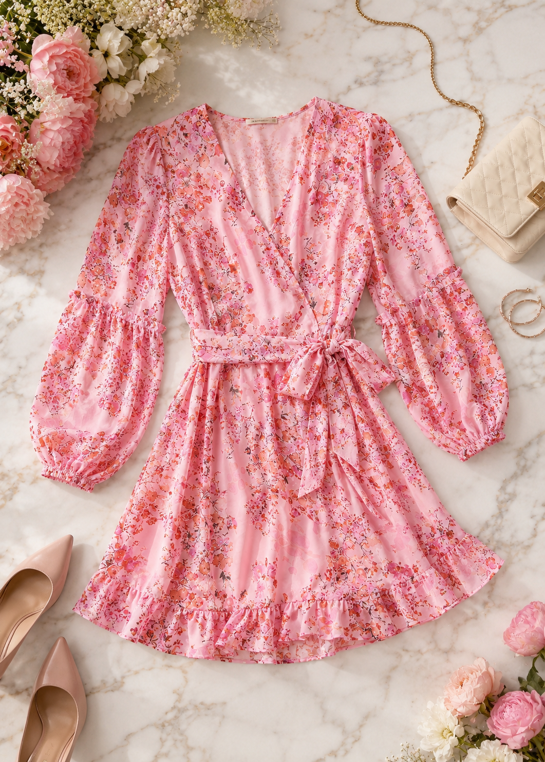 Roselle Bloom Wrap Mini Dress Jovera Joyce