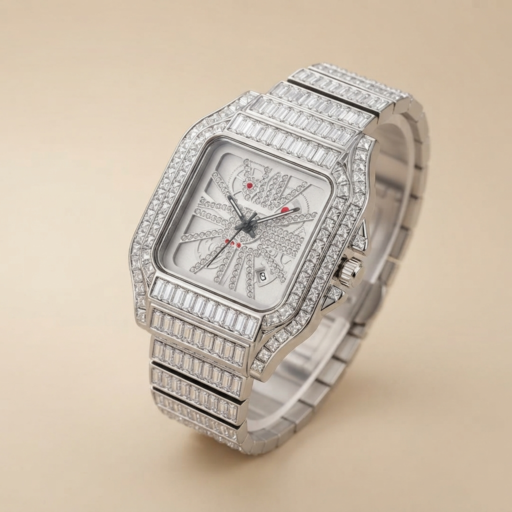 Hip Hop Full Diamond Large Dial Men's Quartz Watch Jovera Joyce
