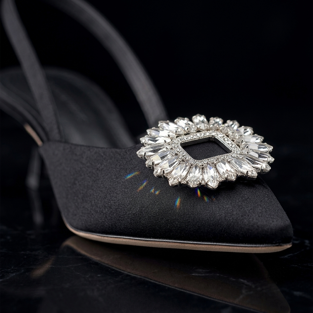 Crystal Buckle Slingback Heels Jovera Joyce