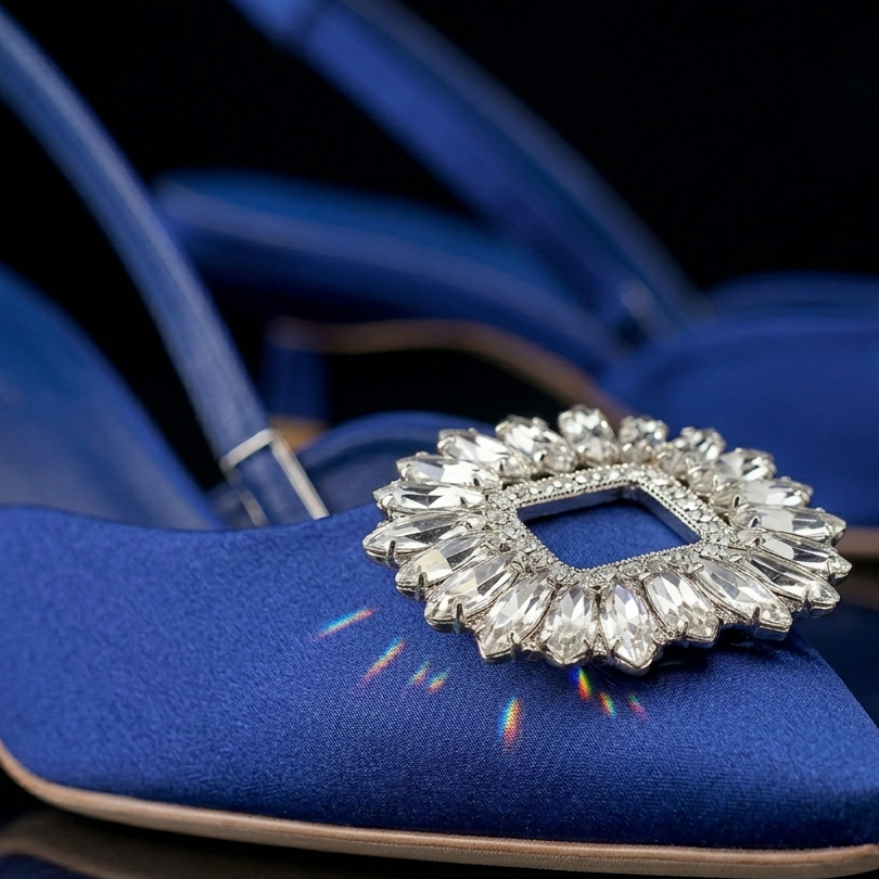 Crystal Buckle Slingback Heels Jovera Joyce