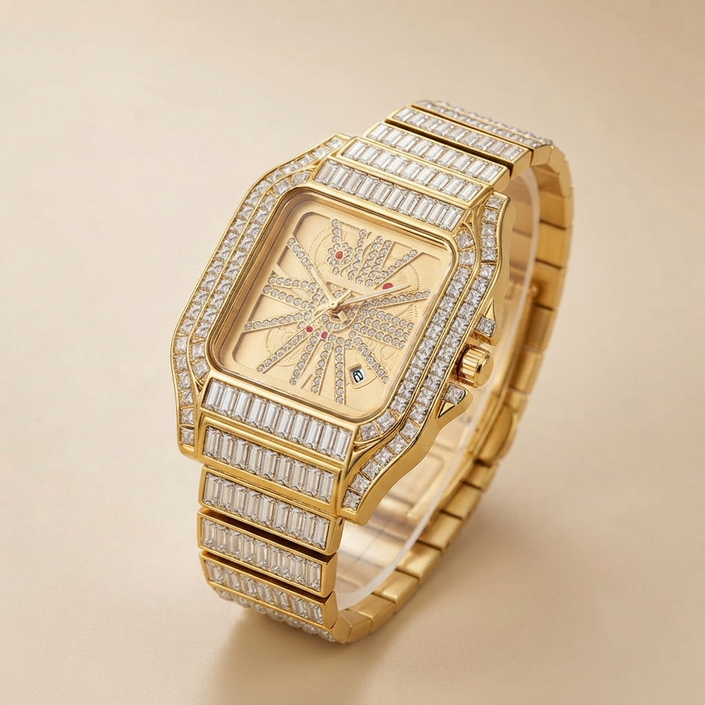 Hip Hop Full Diamond Large Dial Men's Quartz Watch Jovera Joyce