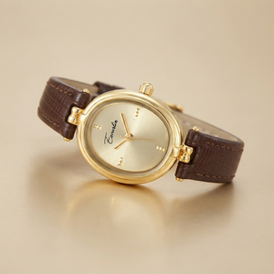 Womens Leather Belt Round-shaped Fashionable Artistic Niche Watch Jovera Joyce
