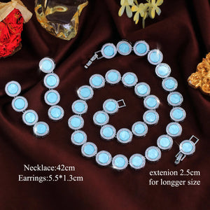 Luxury Acrylic Blue Color Jewelry Set Zirconia Round Dangle Earrings Necklace Set for Women Evening Party Statement Jewelry Jovera Joyce