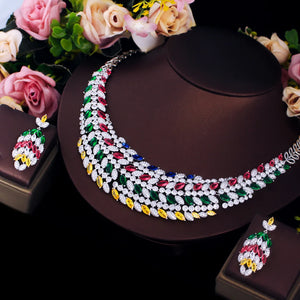 Mixcolor Cubic Zircon Leave Shape Dubai Bridal Luxury Big Bold Jewelry Set for Women Wedding African Statement Jewellery Jovera Joyce