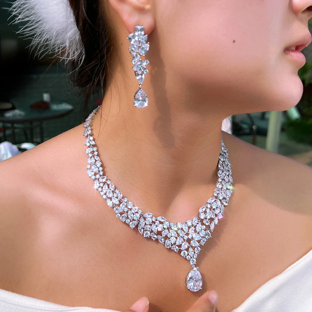 Shiny Zirconia Gorgeous Arabic African Bridal Big Jewelry Set for Women Wedding Engagement Dress Super Luxurious Accessories Jovera Joyce