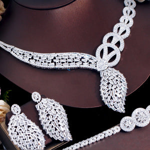Sparking White Cubic Zirconia African Middle East Chunky Luxury Bridal Jewelry Set for Women Wedding Engagement Dress Accessory Jovera Joyce