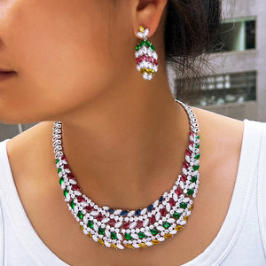 Mixcolor Cubic Zircon Leave Shape Dubai Bridal Luxury Big Bold Jewelry Set for Women Wedding African Statement Jewellery Jovera Joyce