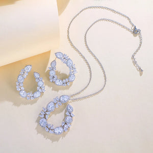 Trendy Fashion Cross Chain Link Big Necklace and Earrings Party Pendant Jewelry Set for Women Accessories Jovera Joyce