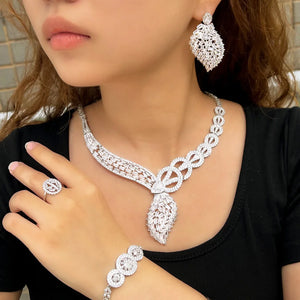 Sparking White Cubic Zirconia African Middle East Chunky Luxury Bridal Jewelry Set for Women Wedding Engagement Dress Accessory Jovera Joyce