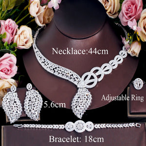 Sparking White Cubic Zirconia African Middle East Chunky Luxury Bridal Jewelry Set for Women Wedding Engagement Dress Accessory Jovera Joyce