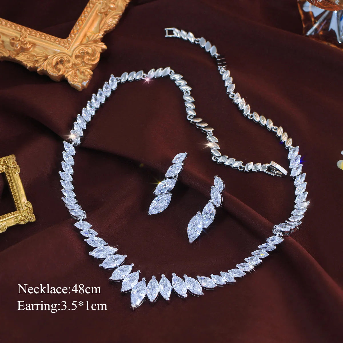 Bridal Jewelry Set Marquise Cut Cubic Zirconia Necklace and Earrings Wedding Jewelry Set for Women Luxury Accessories Jovera Joyce