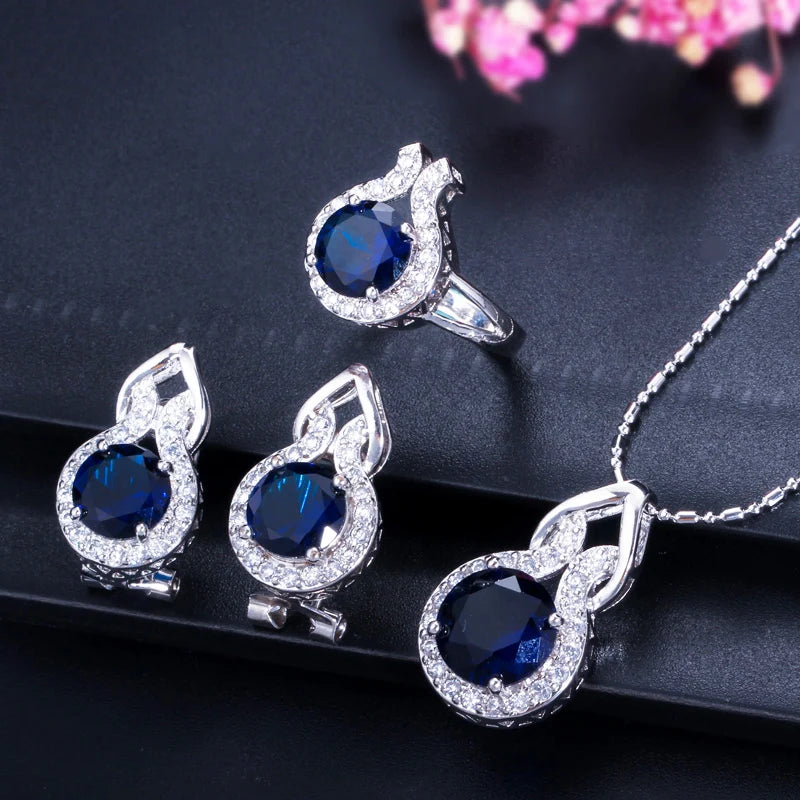Romantic Pink Cubic Zircon Stone Series 3pcs Pendant Earrings Necklace and Ring Fashion Women Engagement Costume Jewelry Sets Jovera Joyce