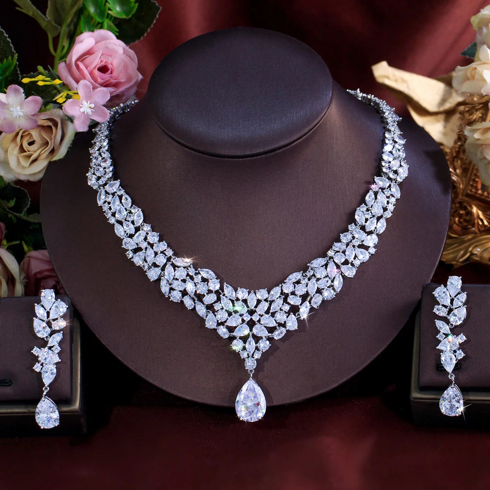 Shiny Zirconia Gorgeous Arabic African Bridal Big Jewelry Set for Women Wedding Engagement Dress Super Luxurious Accessories Jovera Joyce