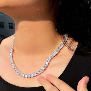 Super Shiny Square Cubic Zirconia Chain Link Tennis Necklace and Stud Earrings Jewelry Set for Women Man Party Jovera Joyce
