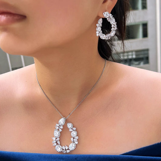Trendy Fashion Cross Chain Link Big Necklace and Earrings Party Pendant Jewelry Set for Women Accessories Jovera Joyce
