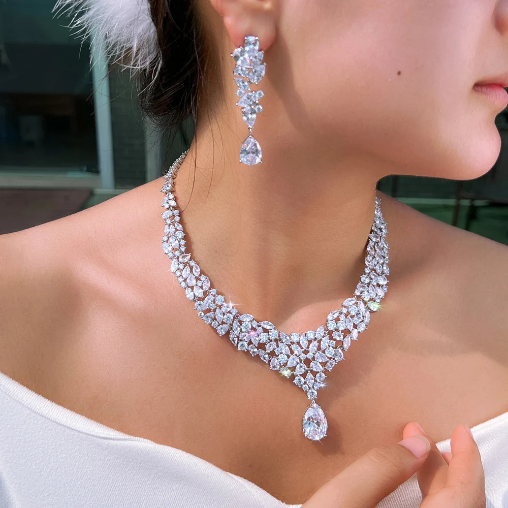 Shiny Zirconia Gorgeous Arabic African Bridal Big Jewelry Set for Women Wedding Engagement Dress Super Luxurious Accessories Jovera Joyce
