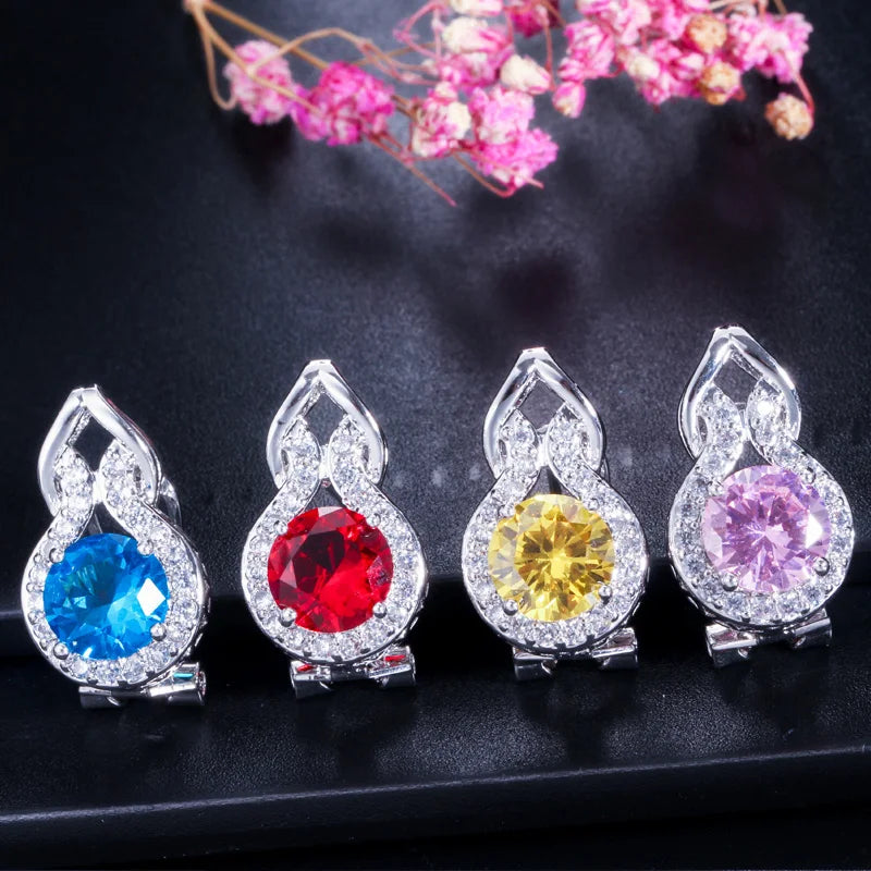 Romantic Pink Cubic Zircon Stone Series 3pcs Pendant Earrings Necklace and Ring Fashion Women Engagement Costume Jewelry Sets Jovera Joyce