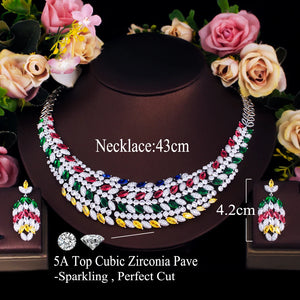 Mixcolor Cubic Zircon Leave Shape Dubai Bridal Luxury Big Bold Jewelry Set for Women Wedding African Statement Jewellery Jovera Joyce