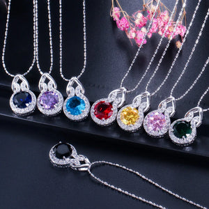 Romantic Pink Cubic Zircon Stone Series 3pcs Pendant Earrings Necklace and Ring Fashion Women Engagement Costume Jewelry Sets Jovera Joyce