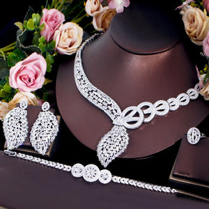 Sparking White Cubic Zirconia African Middle East Chunky Luxury Bridal Jewelry Set for Women Wedding Engagement Dress Accessory Jovera Joyce