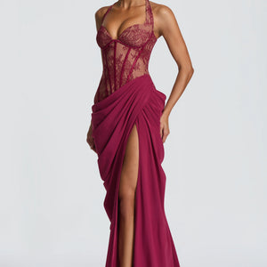 SpringSummer New Halter-Neck Lace-Up Patchwork Dress Jovera Joyce
