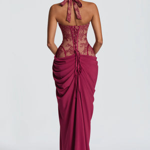 SpringSummer New Halter-Neck Lace-Up Patchwork Dress Jovera Joyce