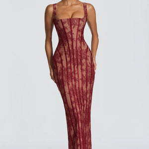 Womens Mesh Vertical-striped Sheath Dress Jovera Joyce