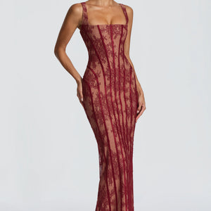 Womens Mesh Vertical-striped Sheath Dress Jovera Joyce
