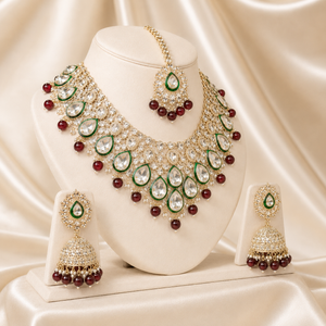 Trending Fancy Collection High Quality 18K Gold-Plated Zircon Copper Ethnic Kundan Engagement Bridal Wedding Party Choker Jovera Joyce