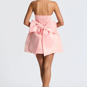 Backless Bow Satin Evening Mini Dress For Women Jovera Joyce