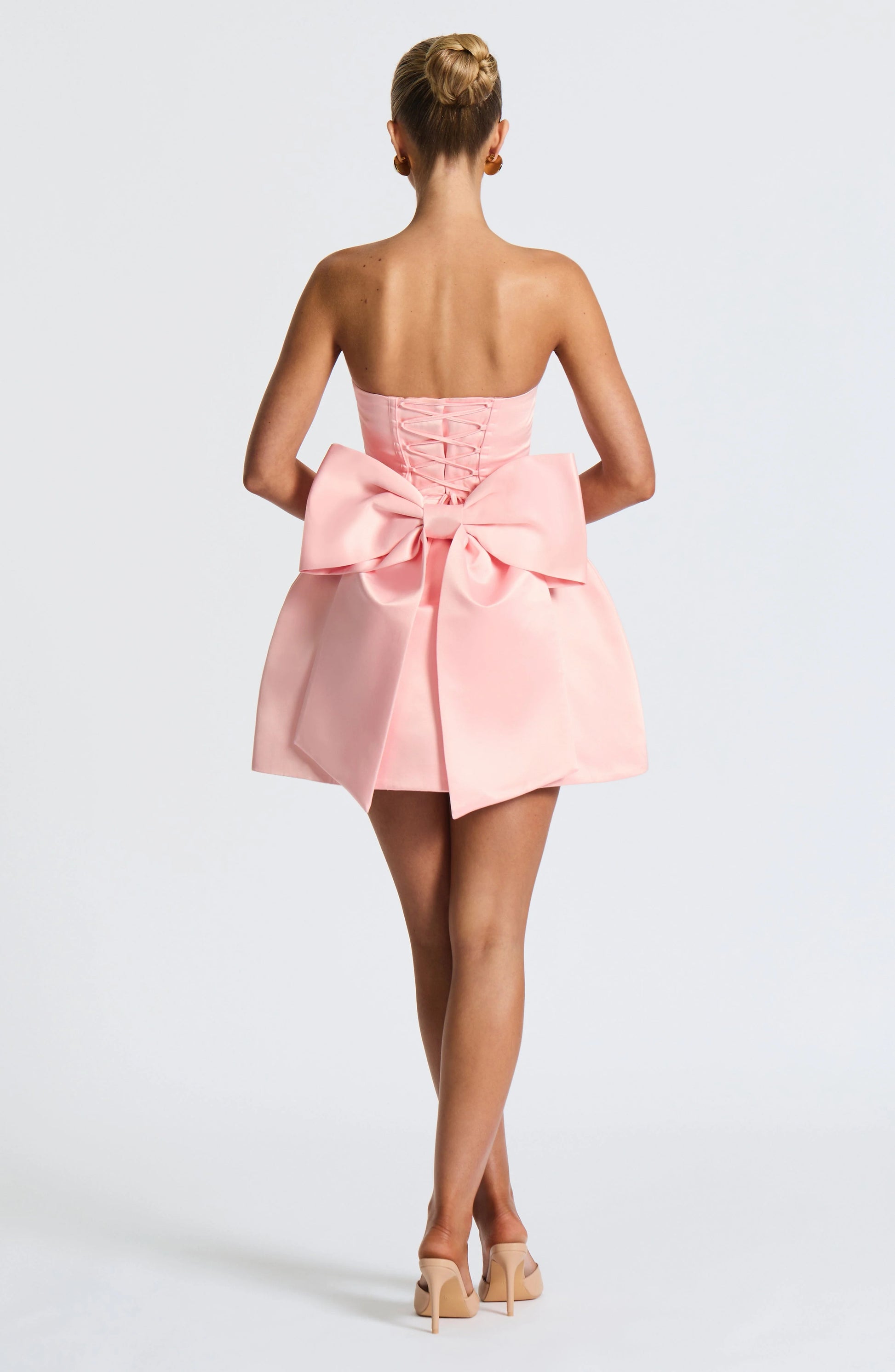Backless Bow Satin Evening Mini Dress For Women Jovera Joyce
