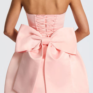 Backless Bow Satin Evening Mini Dress For Women Jovera Joyce
