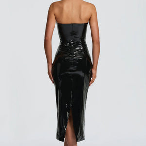 European And American Style Temperament Sexy Waist Trimming Tight Leather Dress Jovera Joyce