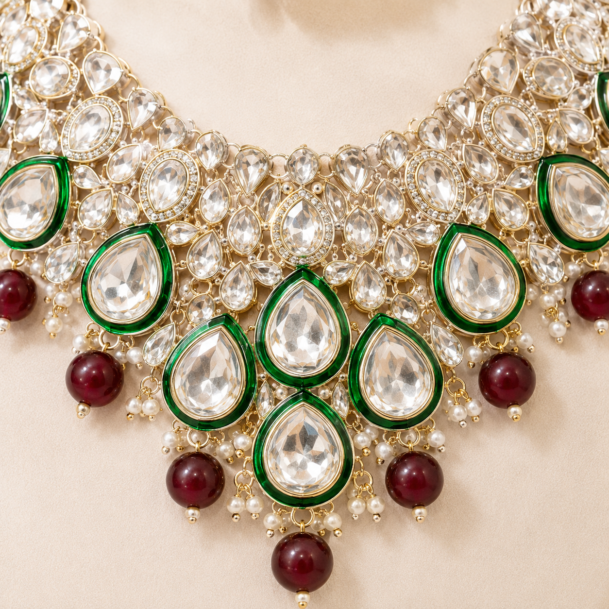 Trending Fancy Collection High Quality 18K Gold-Plated Zircon Copper Ethnic Kundan Engagement Bridal Wedding Party Choker Jovera Joyce