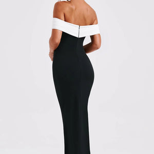 Contrast Color Casual Off-shoulder Dress Jovera Joyce