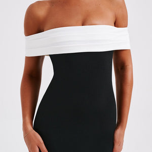 Contrast Color Casual Off-shoulder Dress Jovera Joyce