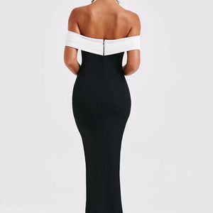 Contrast Color Casual Off-shoulder Dress Jovera Joyce