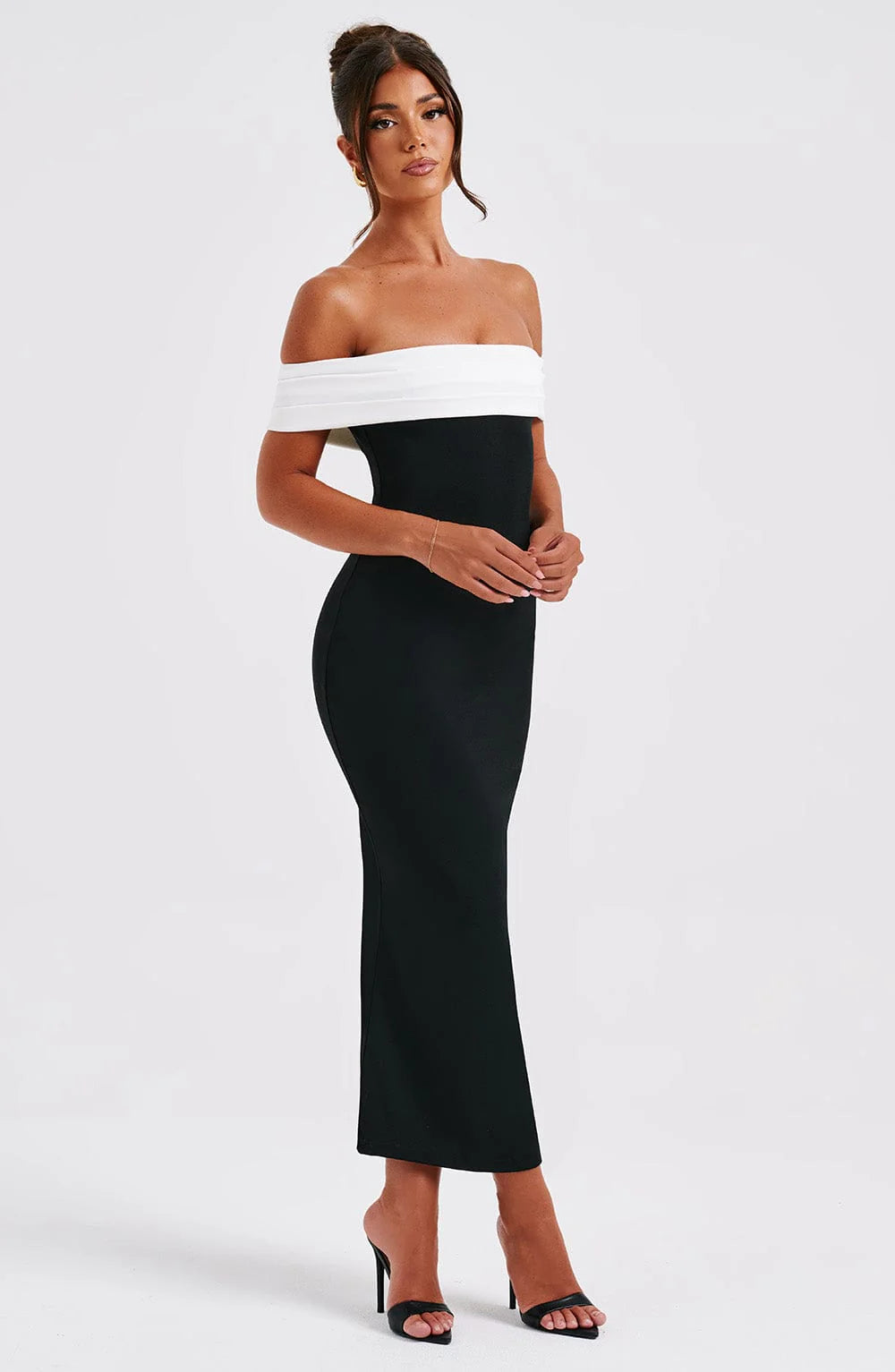 Contrast Color Casual Off-shoulder Dress Jovera Joyce