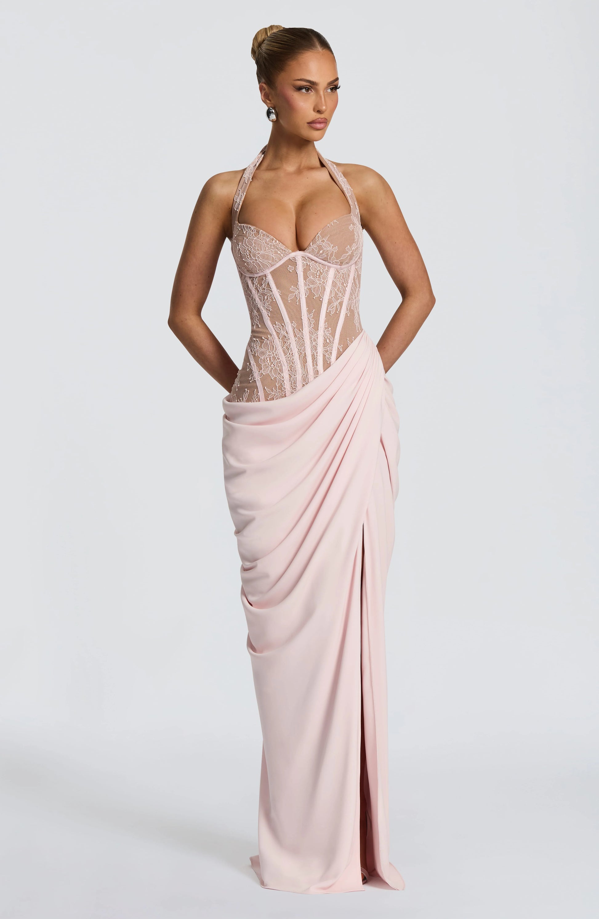 SpringSummer New Halter-Neck Lace-Up Patchwork Dress Jovera Joyce