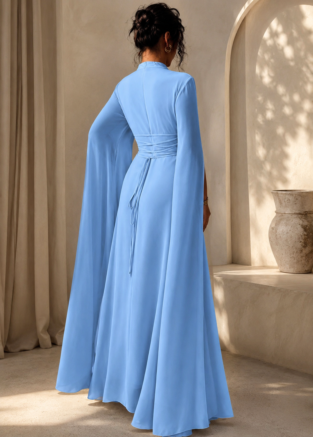 Womens Lace-Up Cloak Fit-and-Flare Dress Jovera Joyce