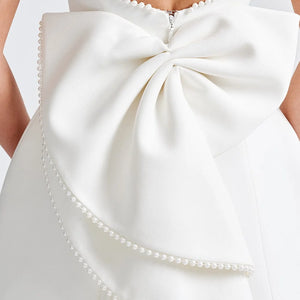 Fashion Big-Bowed Pearls Backless Dress Summer Slim Sleeveless A-line Dresses For Party Evening Women's Clothing Jovera Joyce