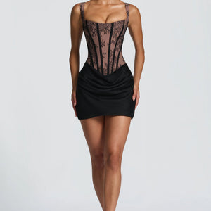 Sexy Backless Short Sheath Dress Womens Waist-Cinching Strap Dress With Ties Jovera Joyce