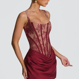 Sexy Backless Short Sheath Dress Womens Waist-Cinching Strap Dress With Ties Jovera Joyce