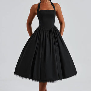 Hanging Collar Sexy Slim Fit Backless Mid-length Sweet Mesh Temperament Dress Jovera Joyce