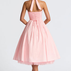 Hanging Collar Sexy Slim Fit Backless Mid-length Sweet Mesh Temperament Dress Jovera Joyce