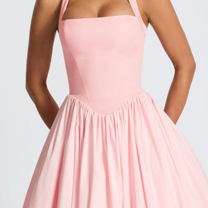 Hanging Collar Sexy Slim Fit Backless Mid-length Sweet Mesh Temperament Dress Jovera Joyce