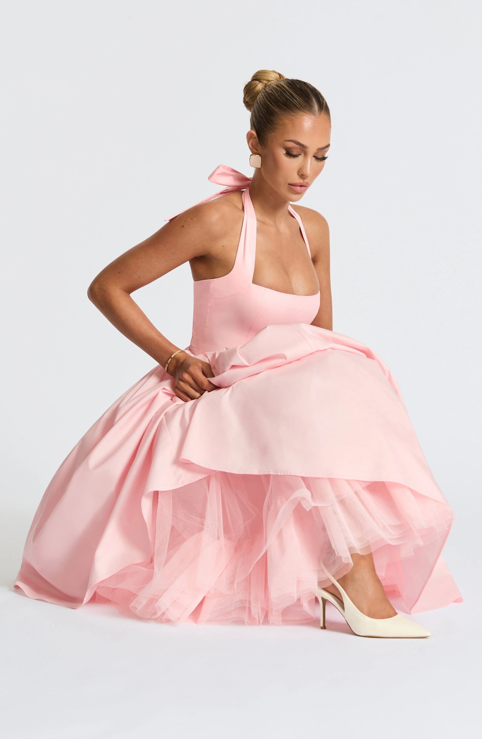 Hanging Collar Sexy Slim Fit Backless Mid-length Sweet Mesh Temperament Dress Jovera Joyce