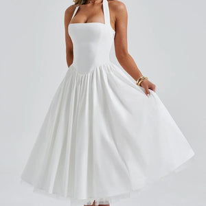 Hanging Collar Sexy Slim Fit Backless Mid-length Sweet Mesh Temperament Dress Jovera Joyce