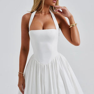 Hanging Collar Sexy Slim Fit Backless Mid-length Sweet Mesh Temperament Dress Jovera Joyce